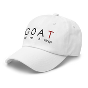 White classic Christian dad hat baseball cap with God Over All Things design. 